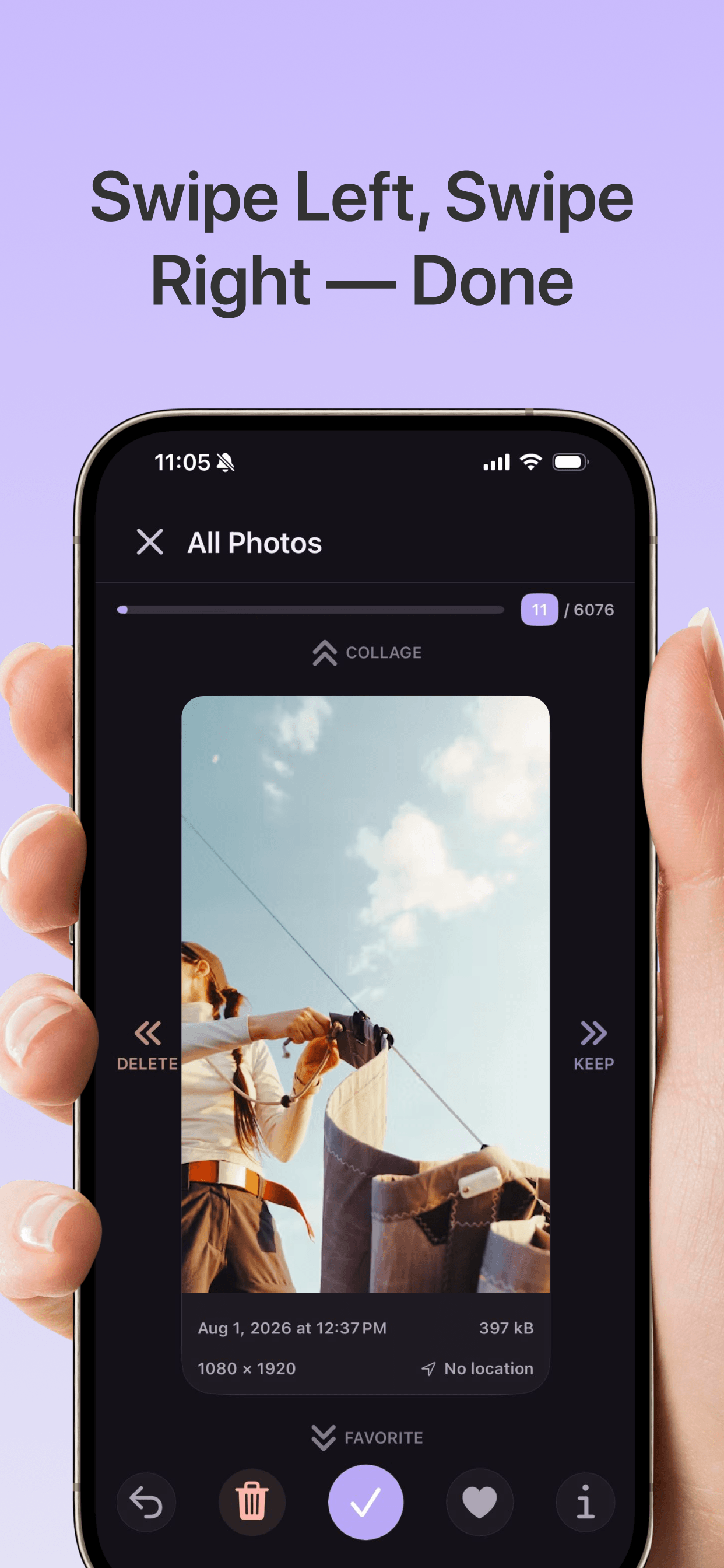 FotoTrim swipe cleanup